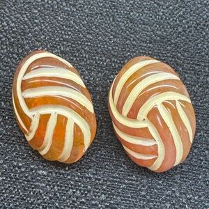 Elegant Orange and Cream Swirl Earrings